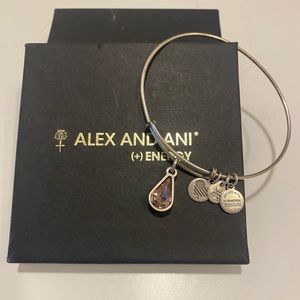Alex and Ani |Tear Drop Birthstone Charm Bangle | Rafaelian Silver